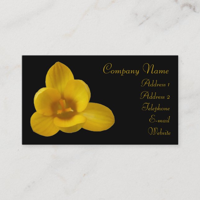 Elegant Yellow Crocus Custom Business Card (Front)