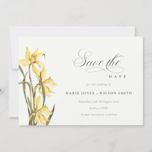 Elegant Yellow Daffodil Floral Save The Date Card