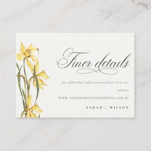 Elegant Yellow Daffodil Watercolor Wedding Website Enclosure Card