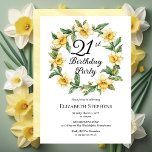 Elegant Yellow Daffodils Floral 21st Birthday Invitation<br><div class="desc">Elegant yellow daffodils floral design "21st Birthday Party" design featuring a floral wreath frame of daffodils.</div>