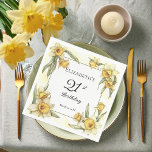 Elegant Yellow Daffodils Floral 21st Birthday Napkins<br><div class="desc">Elegant yellow daffodils floral design "21st Birthday Party" design featuring a floral square frame of daffodils surrounding a white and green frame on a distressed yellow and white background.</div>