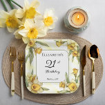 Elegant Yellow Daffodils Floral 21st Birthday Paper Plates<br><div class="desc">Elegant yellow daffodils floral design "21st Birthday Party" design featuring a floral square frame of daffodils surrounding a white and green frame on a distressed yellow and white background.</div>