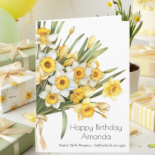 Elegant Yellow Daffodils March Birthday Card