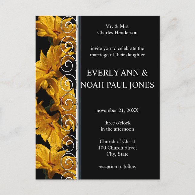 Elegant Yellow Daisy Wedding Invitation (Front)