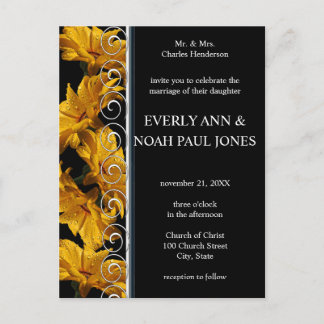 Elegant Yellow Daisy Wedding Invitation Postcard