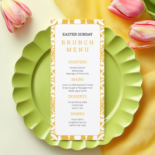 Elegant Yellow Easter Sunday Brunch Floral Chic Menu (Elegant Yellow Easter Sunday Brunch Floral Chic Menu)