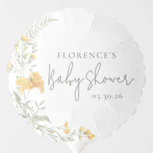 Elegant Yellow Floral Baby Shower Balloon