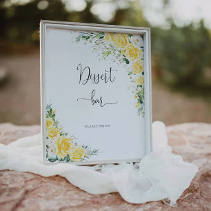 Elegant Yellow Floral Baby Shower Dessert Bar Sign