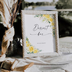 Elegant Yellow Floral Baby Shower Dessert Bar Sign