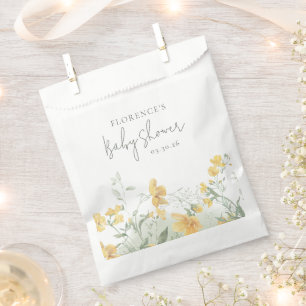 Elegant Yellow Floral Baby Shower Favor Bag
