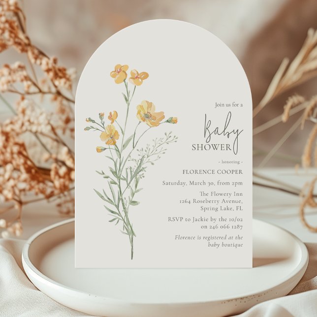 Elegant Yellow Floral Baby Shower Invitation (Creator Uploaded)