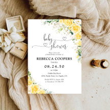 Elegant Yellow Floral Baby Shower Invitation