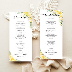 Elegant Yellow Floral Baby Shower Menu