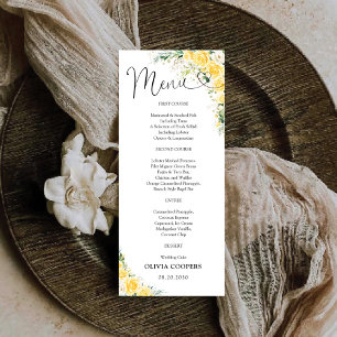 Elegant Yellow Floral Baby Shower Menu