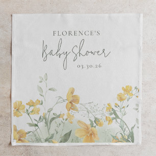 Elegant Yellow Floral Baby Shower Napkins