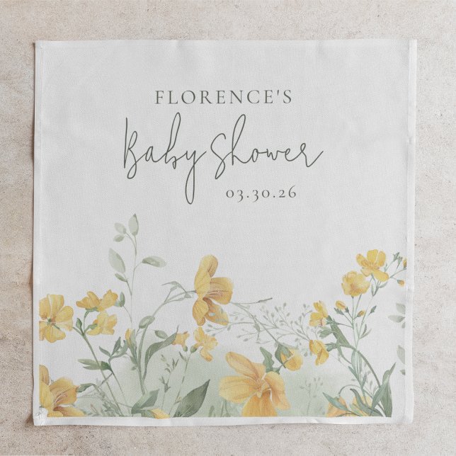 Elegant Yellow Floral Baby Shower Napkins (Creator Uploaded)