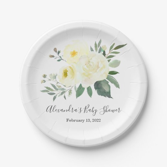 Elegant Yellow Floral Baby Shower Plate | Zazzle.com