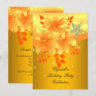Elegant Yellow Floral Birthday Party Any Age Invitation