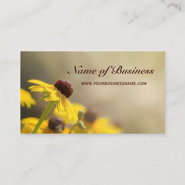 Elegant Yellow Floral Black-Eyed Susan Business Card (Front)