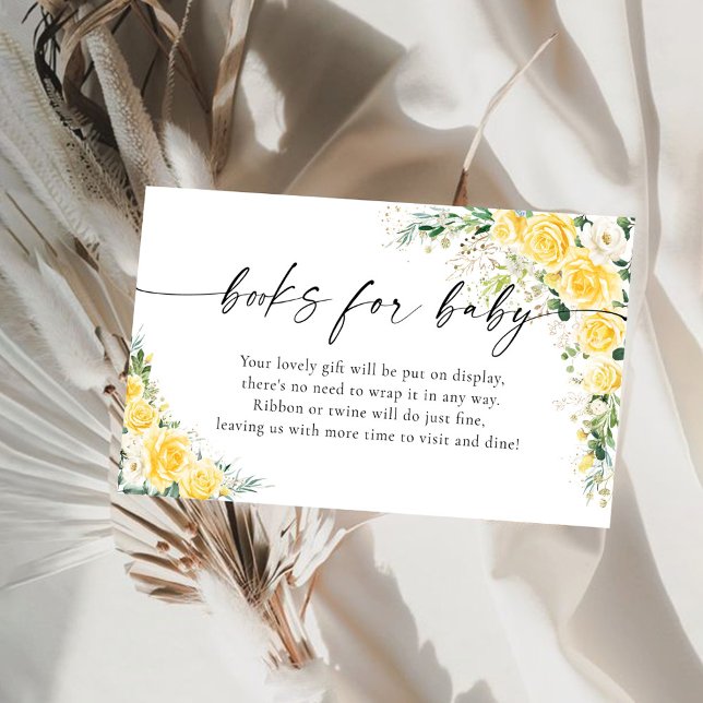 Elegant Yellow Floral Books For Baby  Enclosure Card (Creator Uploaded)