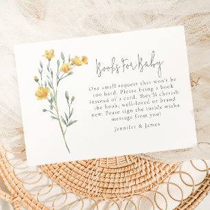 Elegant Yellow Floral   Books For Baby Shower Enclosure Card