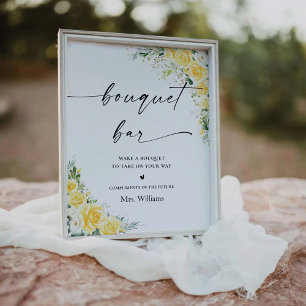 Elegant Yellow Floral Bouquet Bar Sign