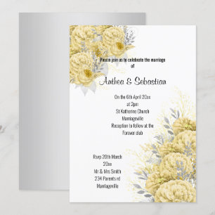 ELEGANT YELLOW FLORAL BOUQUET MODERN WEDDING INVITATION