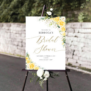 Elegant Yellow Floral Bridal Shower Invitation Foam Board