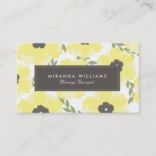 Customizable Elegant Yellow Floral Business Cards