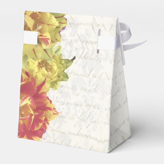 Elegant yellow floral country floral wedding favor boxes (Back Side)