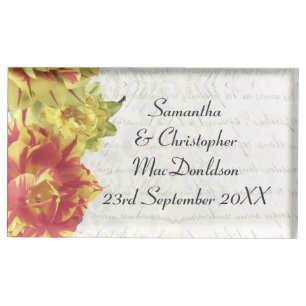 Elegant yellow floral country floral wedding table card holder