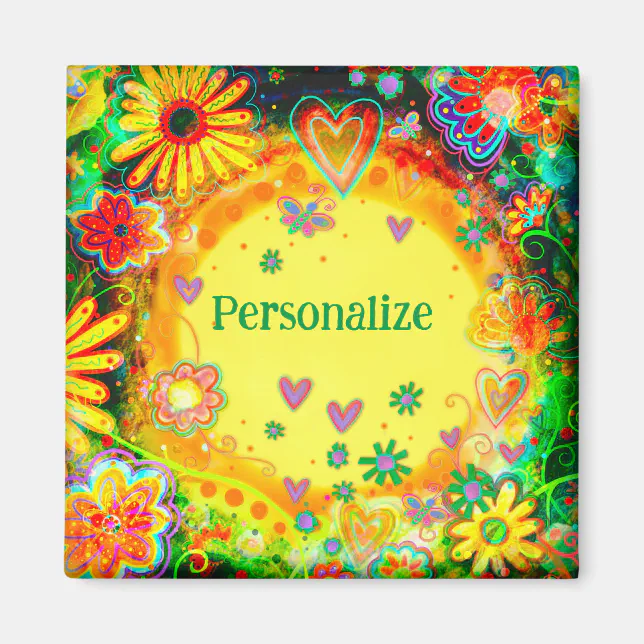 Elegant Yellow Floral Customized Inspirivity Magnet | Zazzle