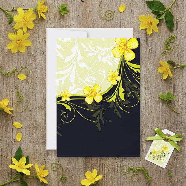 Elegant Yellow Floral Damask Invitation (Creator Uploaded)