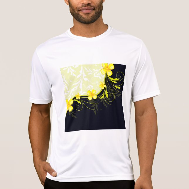 Elegant Yellow Floral Damask T-Shirt (Front)