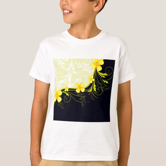Elegant Yellow Floral Damask T-Shirt (Front)