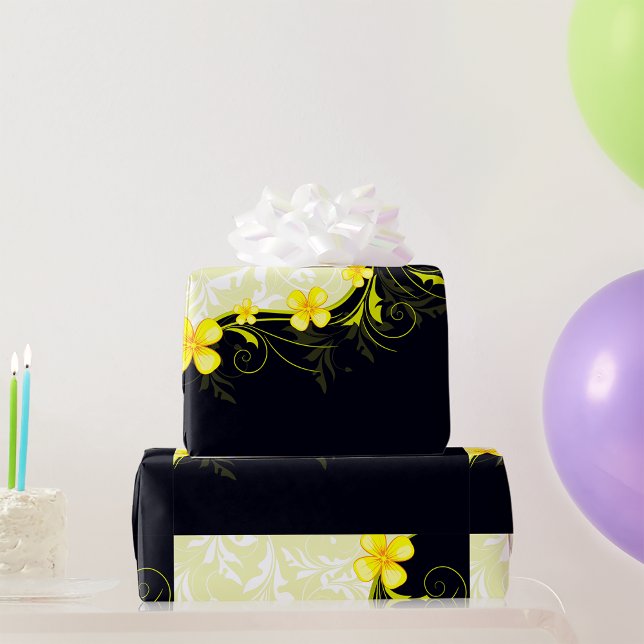 Elegant Yellow Floral Damask Wrapping Paper (Creator Uploaded)