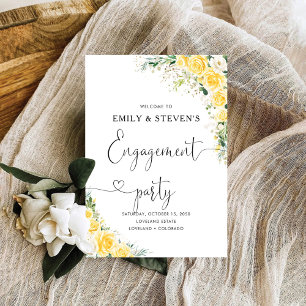 Elegant Yellow Floral Engagement Party Foam Board