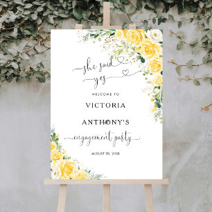 Elegant Yellow Floral Engagement Party Foam Board