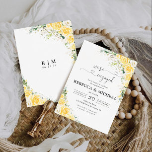 Elegant Yellow Floral Engagement Party Foam Board  Invitation