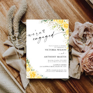 Elegant Yellow Floral Engagement Party Foam Board  Invitation