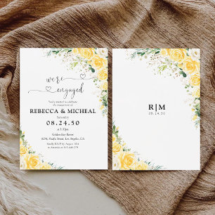 Elegant Yellow Floral Engagement Party Foam Board  Invitation