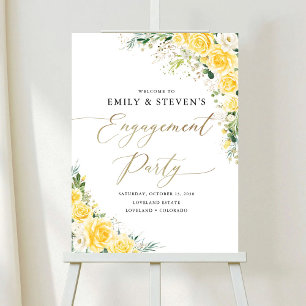 Elegant Yellow Floral Engagement Party Foam Boards