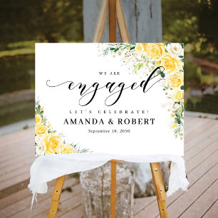 Elegant Yellow Floral Engagement Party Foam Boards