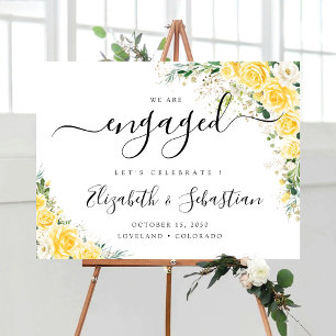 Elegant Yellow Floral Engagement Party Foam Boards