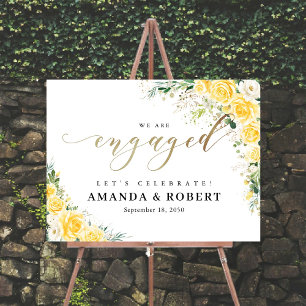Elegant Yellow Floral Engagement Party Foam Boards