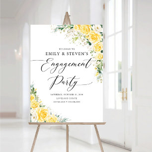 Elegant Yellow Floral Engagement Party Foam Boards