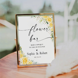 Elegant Yellow Floral Flower Bar Sign