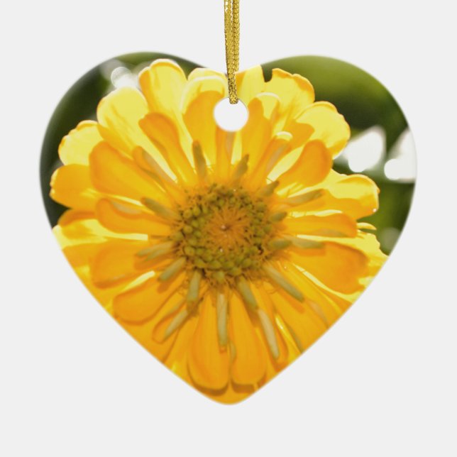 Elegant yellow floral flower daisy ceramic ornament (Front)