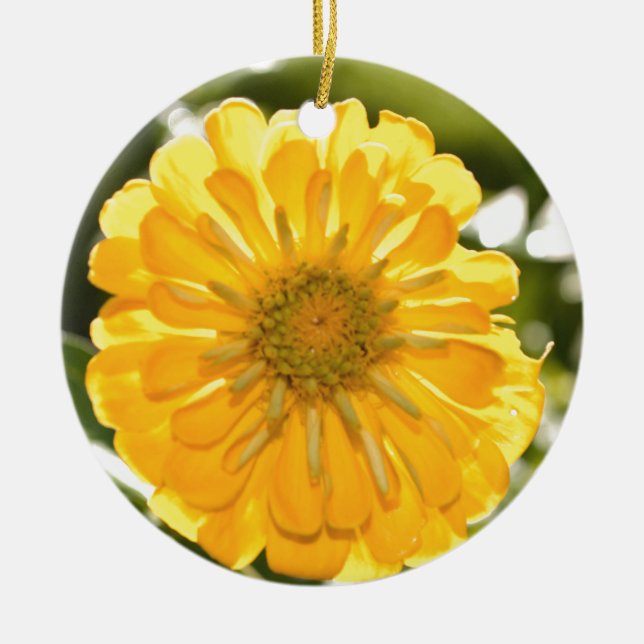 Elegant yellow floral flower daisy ceramic ornament (Front)