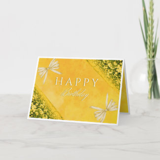 Elegant Yellow Floral Happy Birthday Card